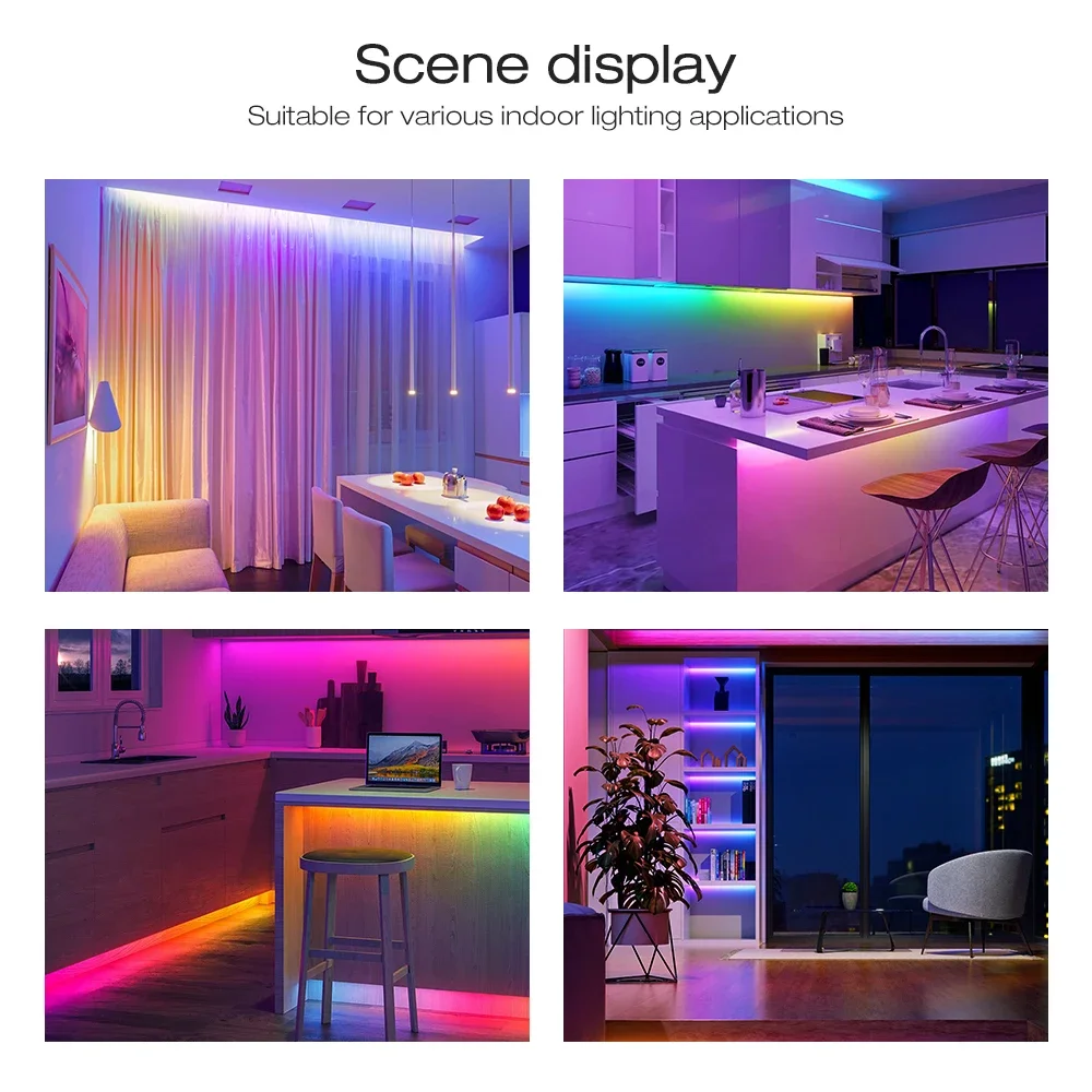 USB RGBIC Neon LED Strip Lights Tuya Wifi Addressable Neon Rope Waterproof Dimmable Flexible Tape TV Room Night Light Decoration