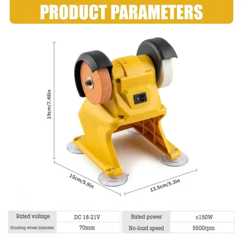 Cordless Grinder With Double Grinding Wheel For Metal DIY Compatible for 21V Battery Platform Suction Base D2RD view 3