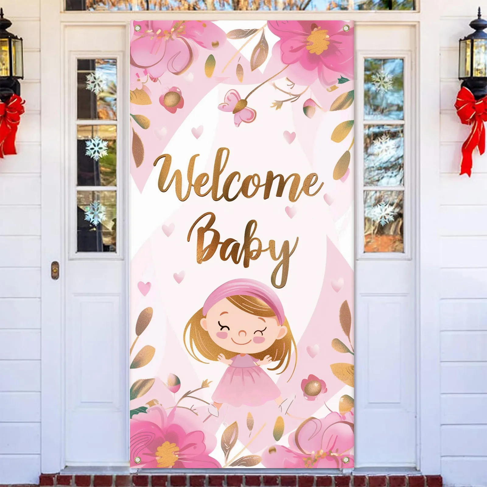 70x35 pollici Banner di benvenuto per bambini, benvenuto a casa Banner per porta per bambina decorazioni per Baby Shower, benvenuto è un Banner per