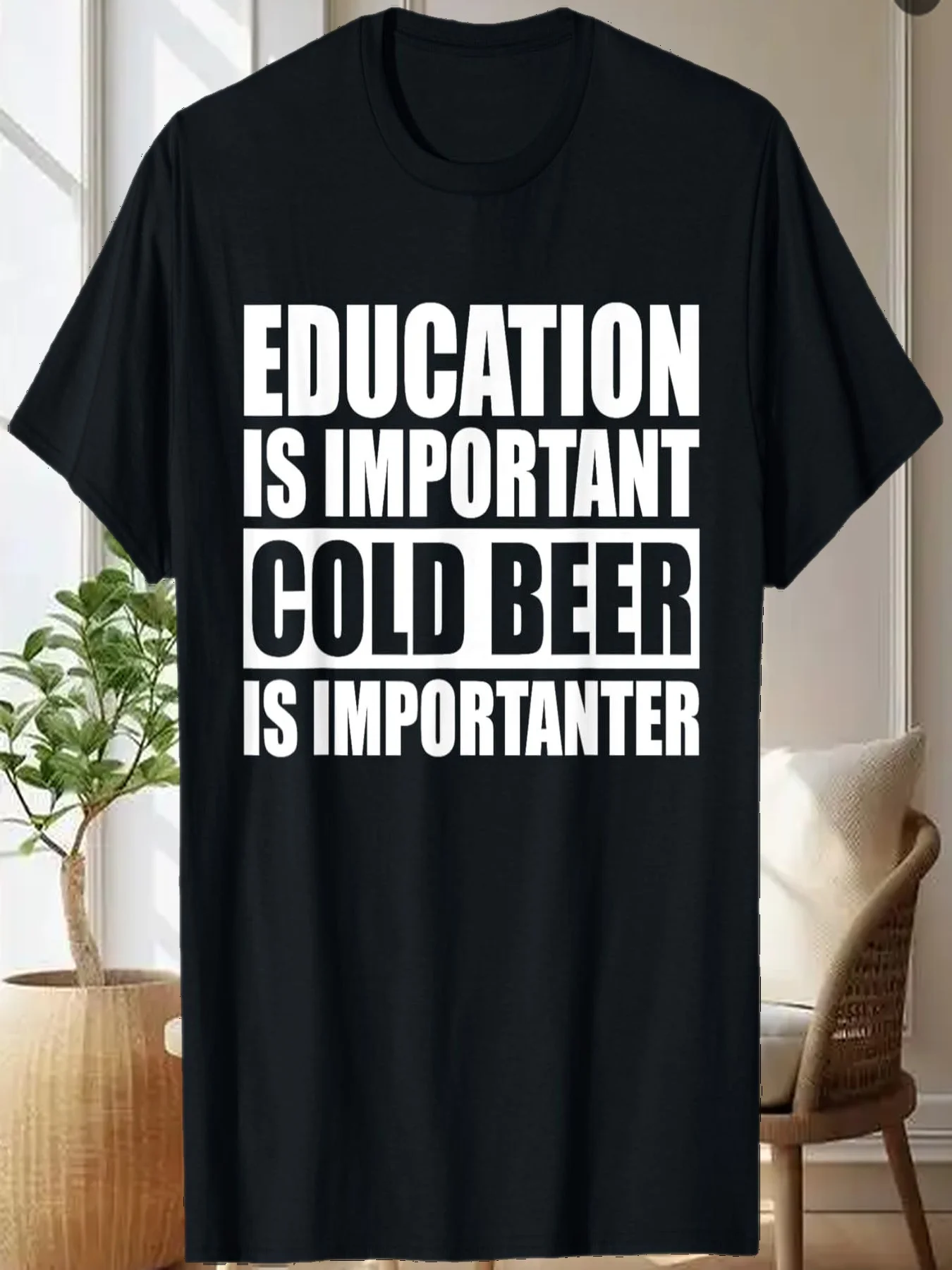 교육은 중요하지만 차가운 맥주는 더 중요합니다 티셔츠