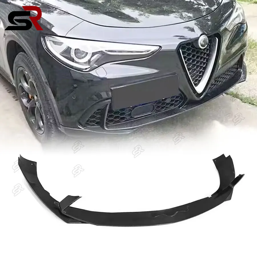 For Alfa Romeo Stelvio 2016-2023 Carbon Fiber Sport Utility Vehicle 4 Door Front Bumper Lip Spoiler Splitter Body Kit