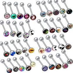 1Pcs men's tongue piercing bards piercing tongue rings for women stainless steel 19mm drip oil body piercing jewelry