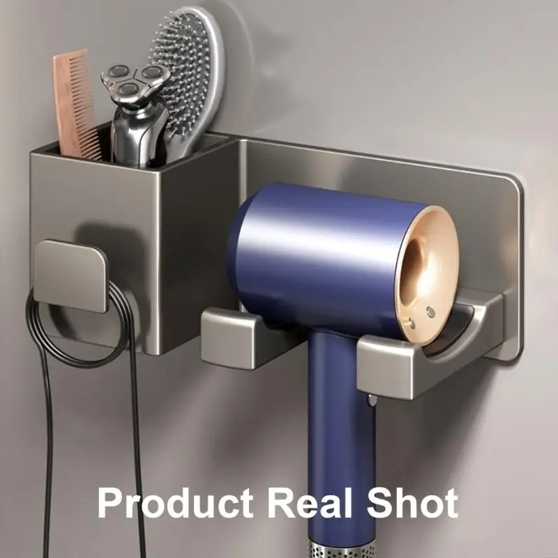 831F Modern Hair Dryer Stand No Drilling Needed Hair Dryer Hanger Wall Mounted Storage for Hair Dryers & Straighteners