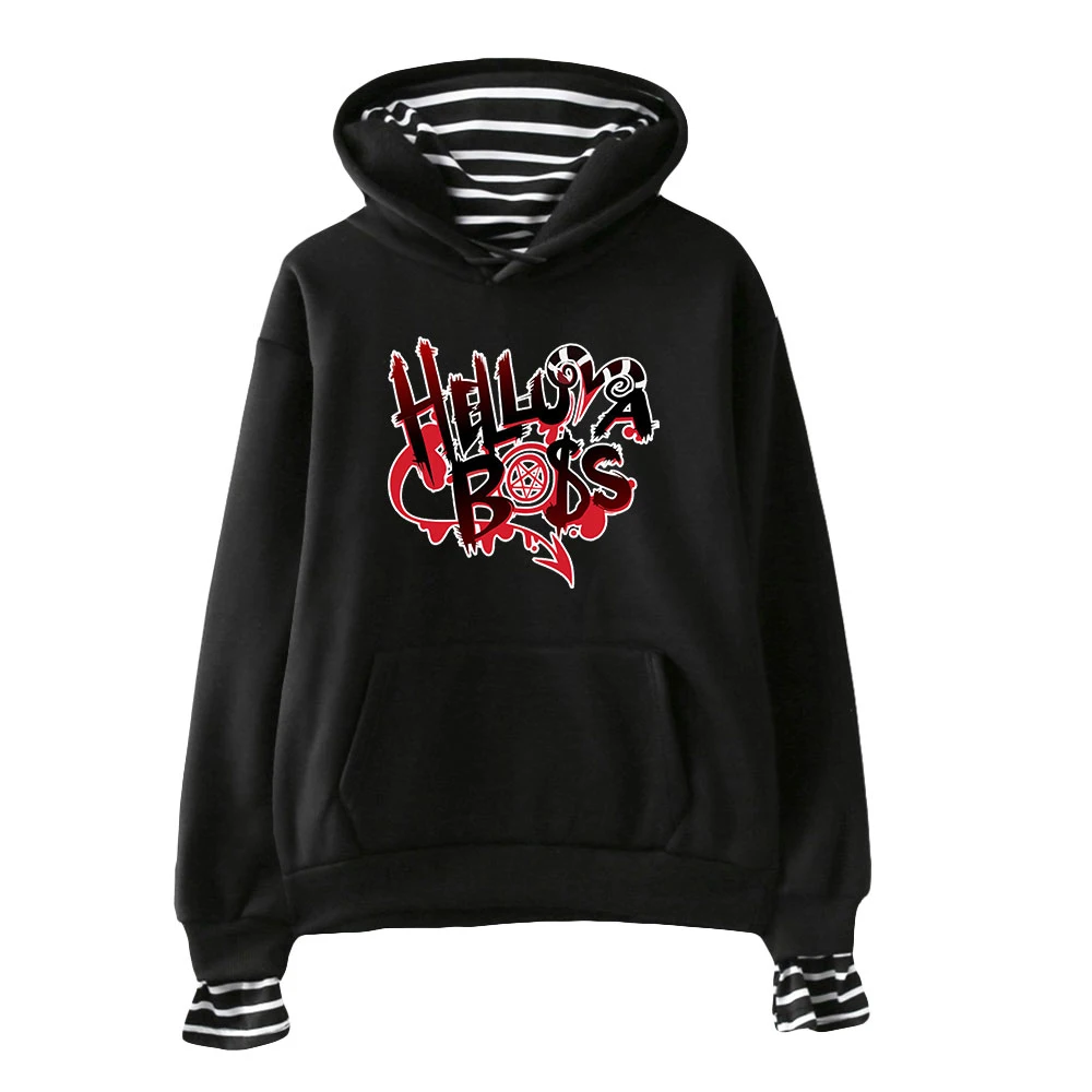 Helluva Boss Hoodie Fake Two Piece Women Hoodie Streetwear Trend Y2k Sweatshirt Harajuku American Anime Helluva 2 Vivziepop Tops