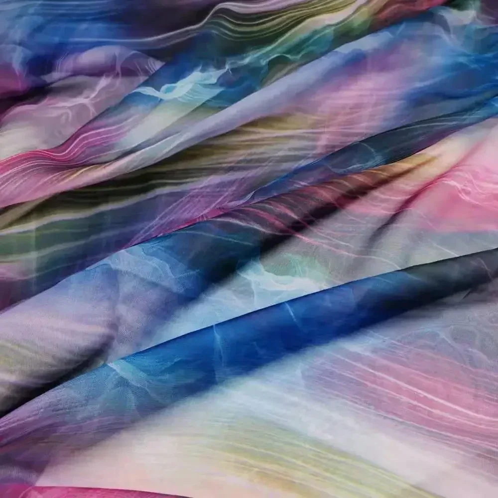 Stage Dress Fabric 30D Chiffon Silky Flowing Ombre Soft Thin DIY Craft Sewing Material