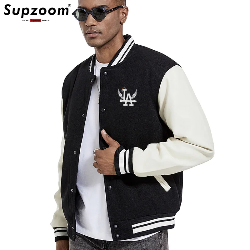 Supzoom وصول جديد الضلع كم أعلى أزياء واحدة الصدر عارضة فضفاض سترة معطف منفذها البيسبول سترة #2