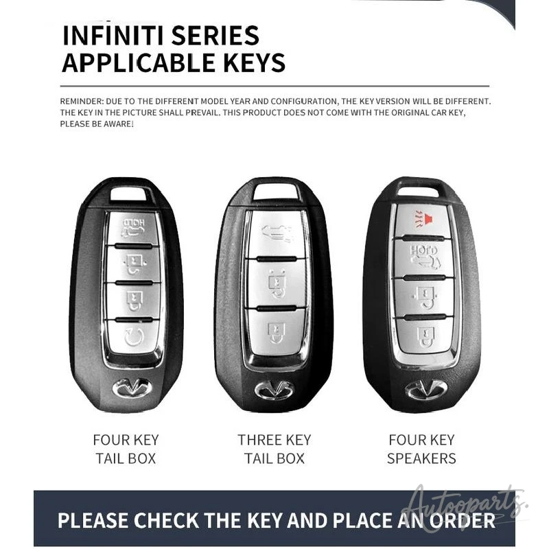 Alloy Leather Car Key Case Cover For Infiniti Q50 Q60 Q70 QX50 QX60 QX70 G25 FX JX35 FX25 FX35 EX35 FX37 Auto Keychain Accessory view 2