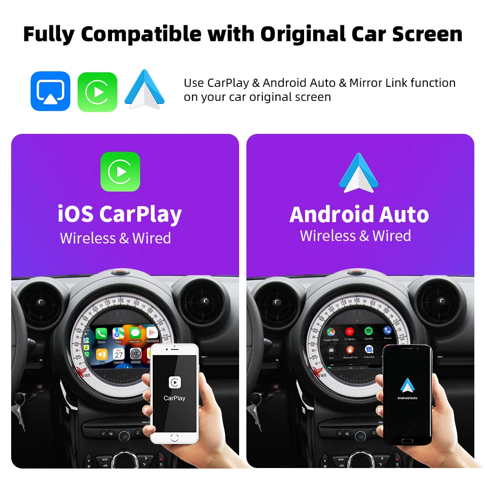 EKIY Wireless CarPlay Android Auto For Mini Clubman Countryman Hardtop Cooper John Cooper For CIC NBT EVO System Cay Play