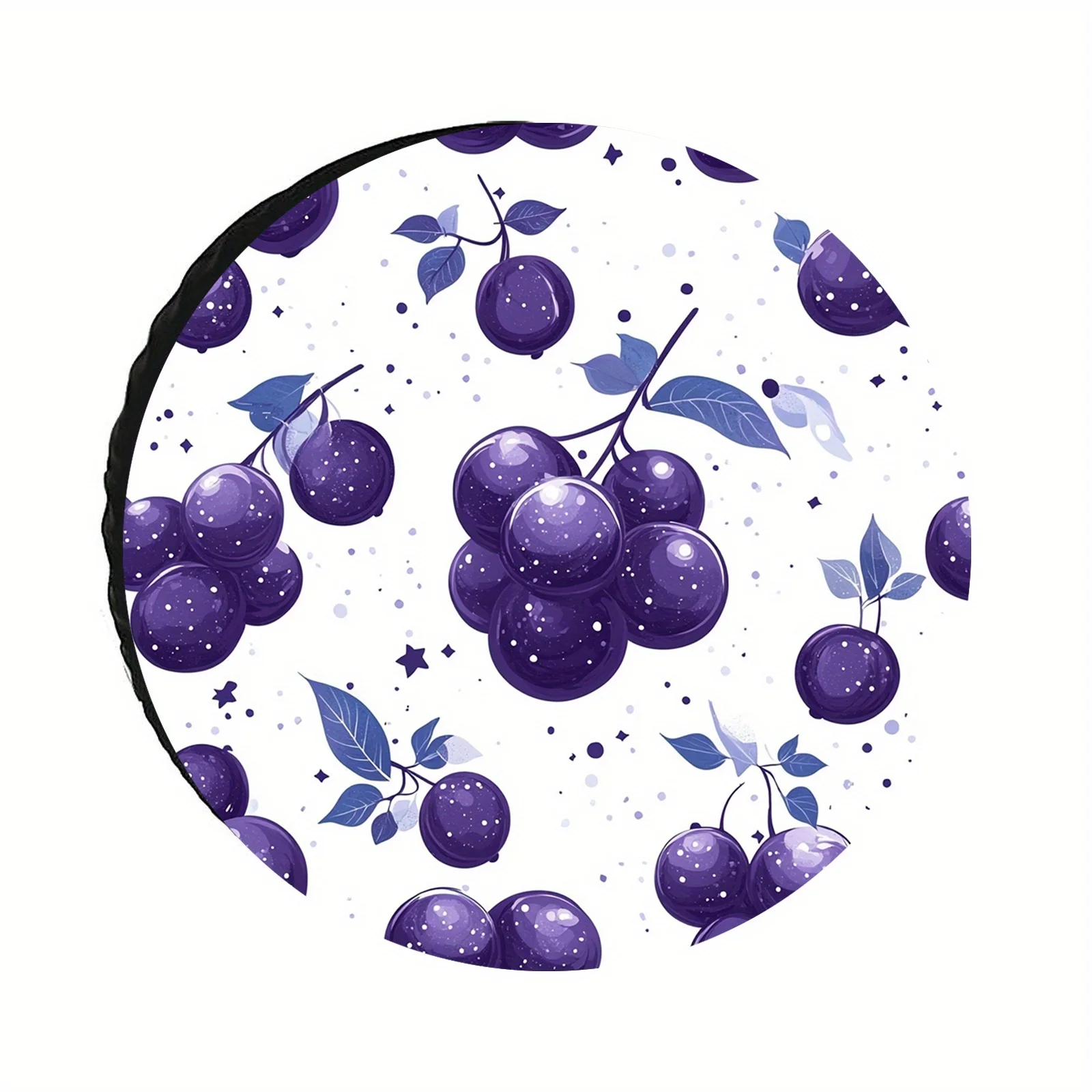 1pc Windproof & UV Resistant Spare Tire Cover With Purple Fruit Design - Durable Polyester Wheel Protector, Suitable For Trailer