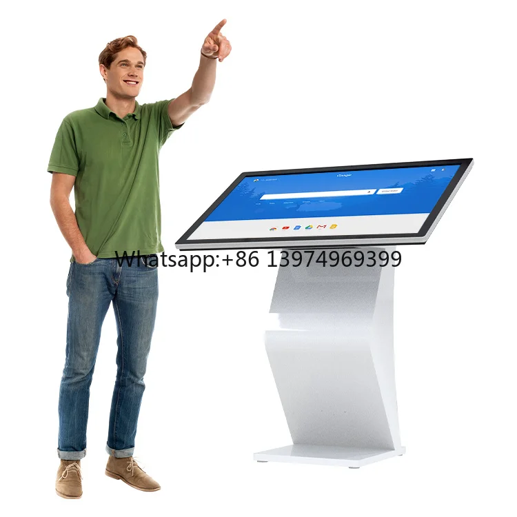 HUSHIDA Floor Standing 32 43 50 55 65 Inch Interactive Touch Screen All in One Computer Information Kiosk for Goodle Map