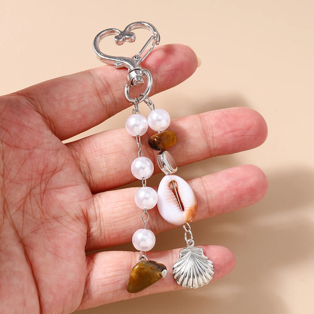 Aihua Chic Ins Sommer Strand Perlenmuschel Schlüsselanhänger für Damen Mädchen Handtaschen-Rucksack-Anhänger Schlüsselring Handykette Schlüsselband Schmuckstücke – Detail 4
