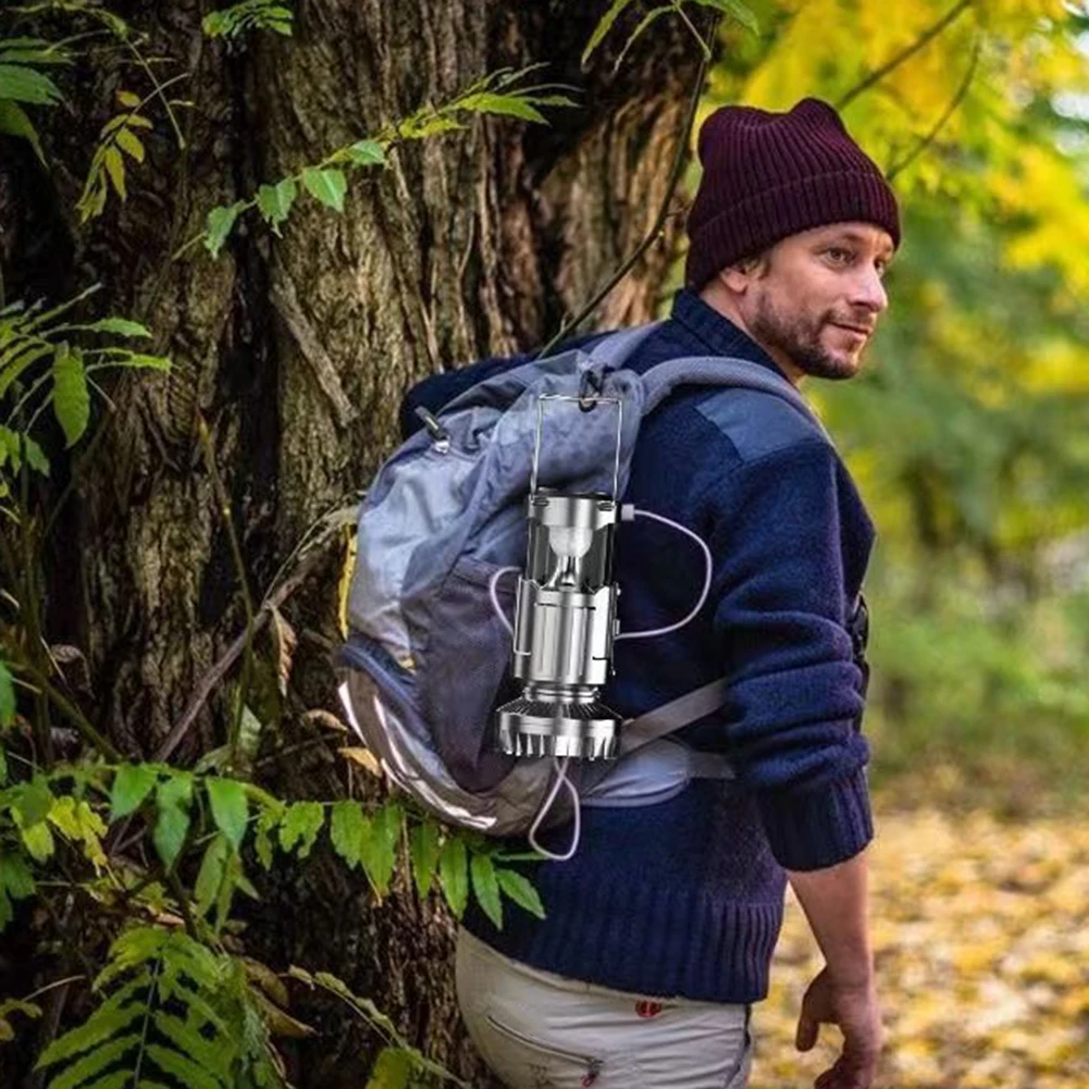 5 In 1 Portable LED Camping Lamp Multifunctional Emergency Fan For Hiking