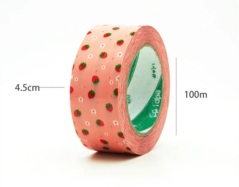 1pc 4.5cm X 100meters Strawberry Packing Adhesive Tape for Packaging Shipping Warp Sealing Plastic Tape Wholesale Supplies