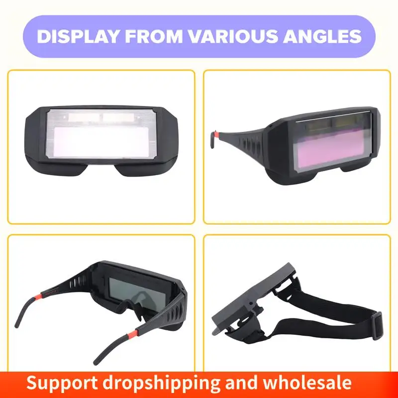 AA86 نظارات لحام تعمل بالطاقة الشمسية السيارات سواد قناع لحام نظارات لحام نظارات مع رباط رأس مطاطي وحقيبة للتخزين #5