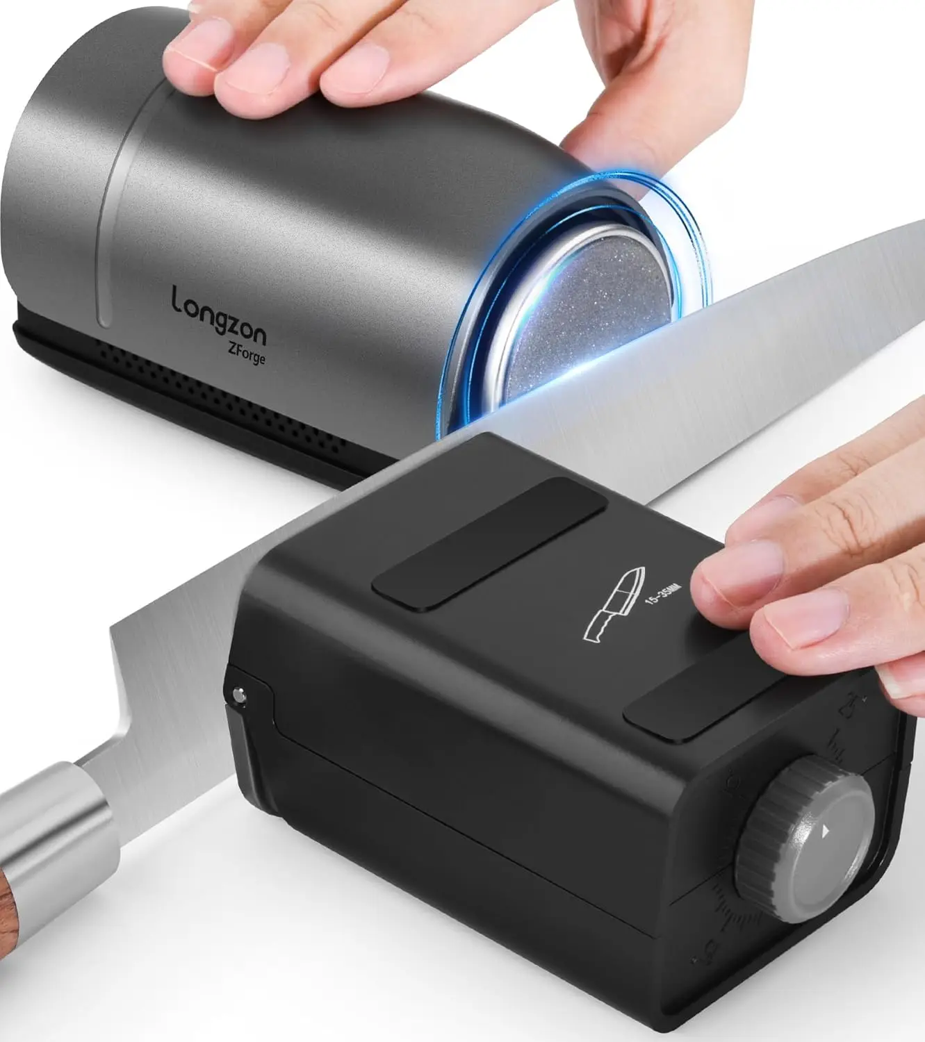 

Electric Rolling Knife Sharpener with Adjustable Angles, Diamond Discs for All Kitchen Knives