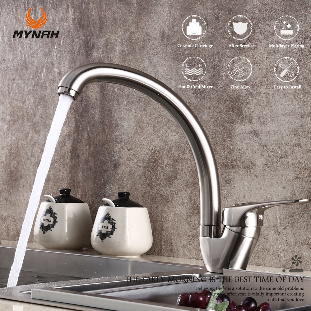 

MYNAH 5 Color Kitchen Sink Faucet Hot And Cold Water Mixer Single Handle Swivel Spout Kitchen Taps Torneira Cozinha