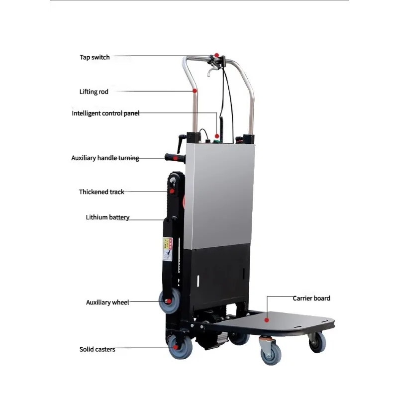

Industrial Electric Hand Truck with Foldable Platform Stair Climbing Battery Crawler Trolley for Business Use