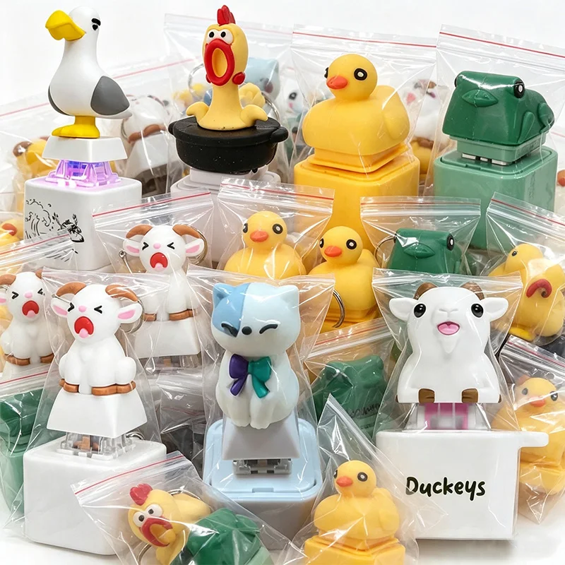 Cartoon Cute Animal Rechargeable Sounding Keyring Anti-Stress Screaming Goat Cat Frog Duck Key Chain LED-Glowing Fidget Button