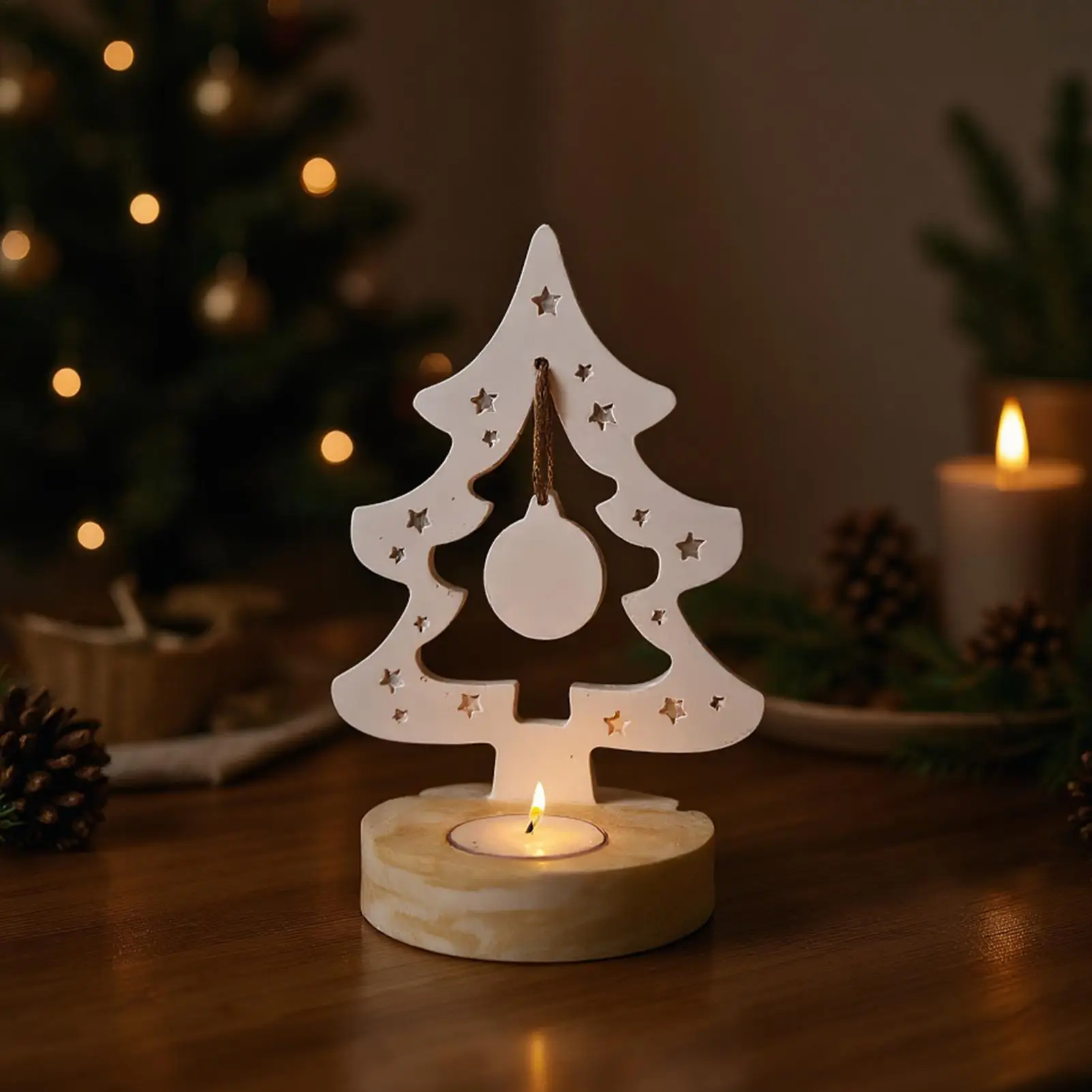 

Candle Holder Silicone Mold Christmas Decor DIY House Angel Christmas Tree Ornament Candlestick Base Handmade Craft Casting Mold