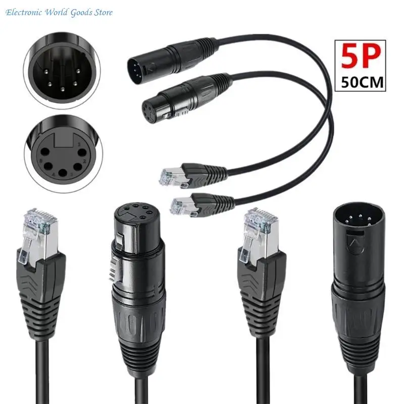 A3PD Premium XLR5P إلى RJ45 Interconnects كابل محول 50 سم قفل التصميم مرنة طلاء PVC لأنظمة الإضاءة المسرحية #5