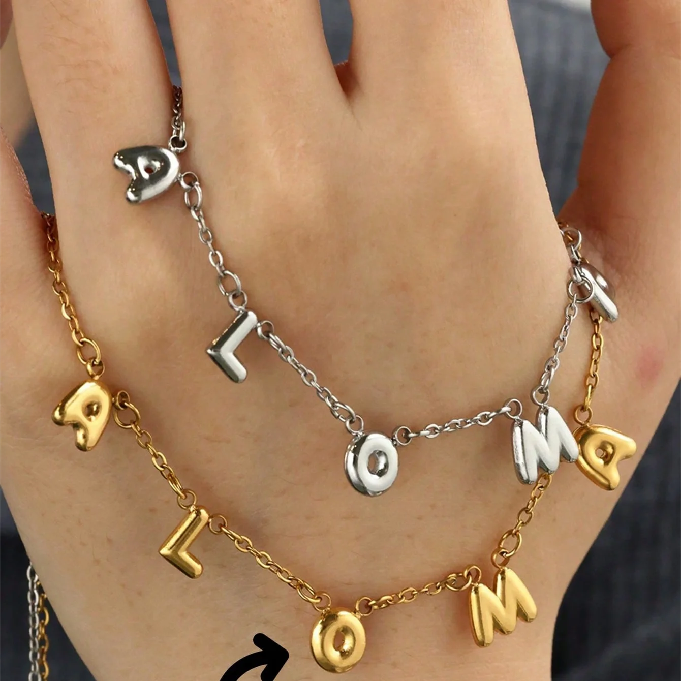 Chunky Custom Bubble Letter Necklace For Women Stainless Steel Personalized Name Necklaces Jewelry Party Gift