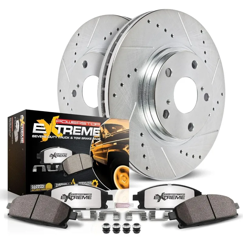 Front Truck & Tow Drilled and Slotted Rotors and Z36 Carbon-Fiber Ceramic Brake Pads Brake Kit For Cadillac Escalade