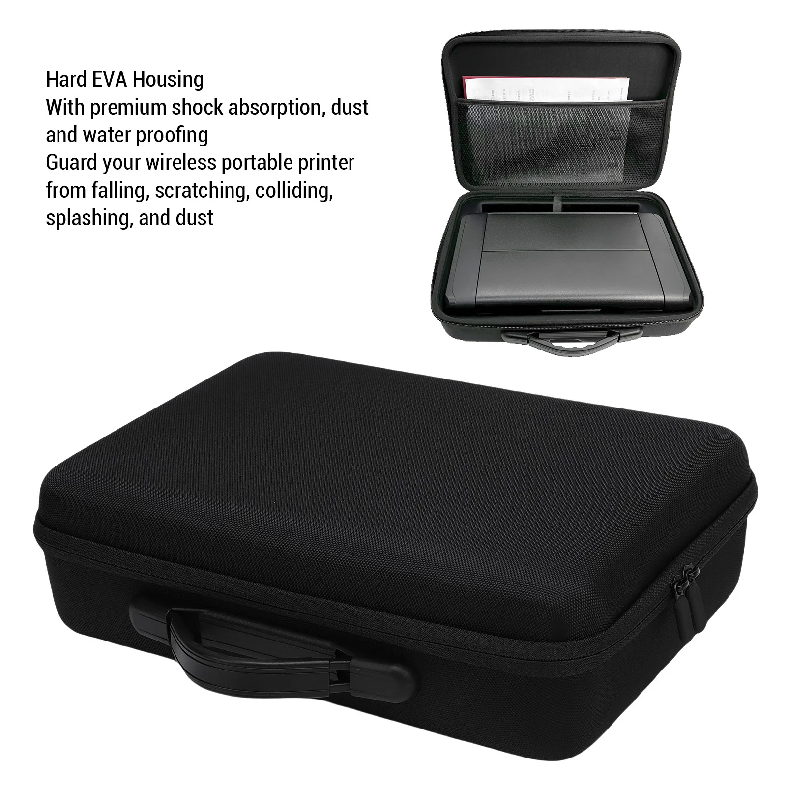 Wireless Mobile Printer Case Anti Drop Scratch Collision Rubber Handle Portable Printer Carry Case with Mesh  for Outdoor