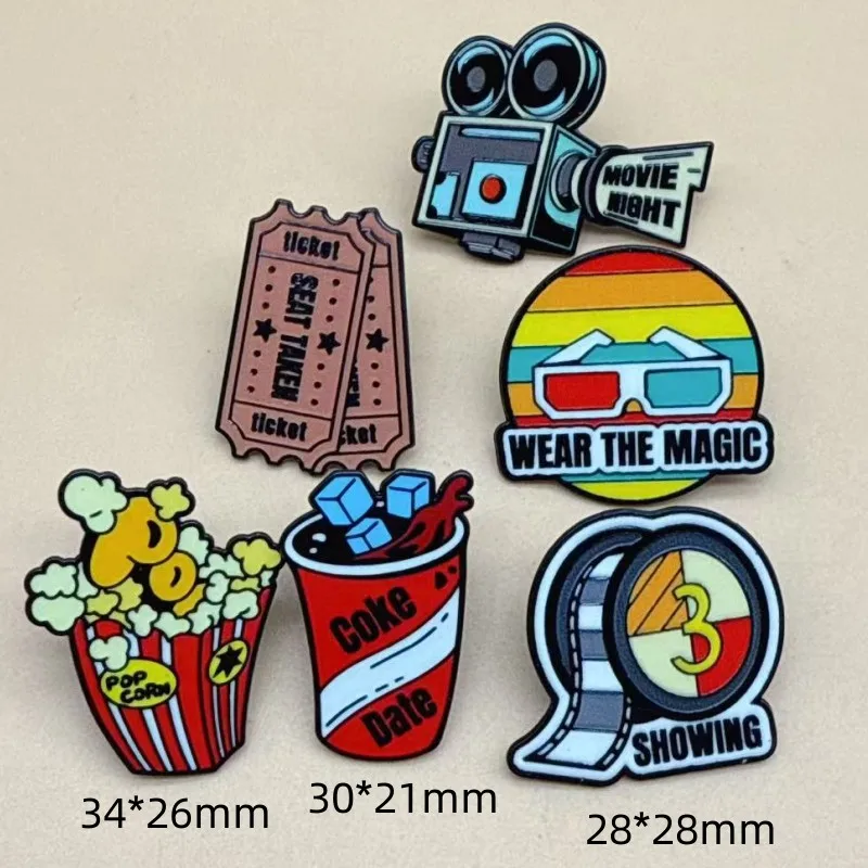 6pcs New Funny Halloween Retro Video Popcorn Brooch Horror Movie Badge Accessories
