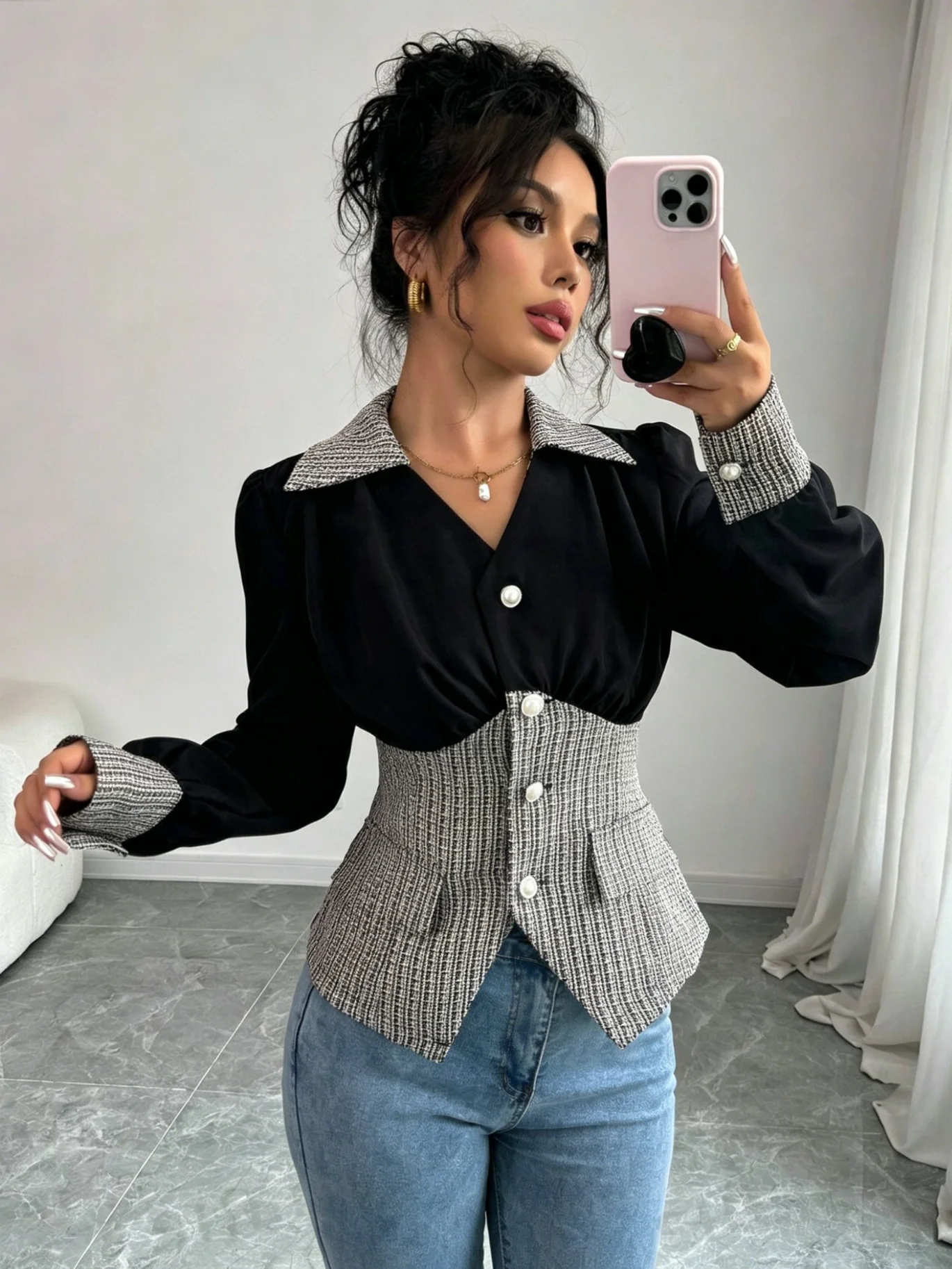 เสื้อเบลาส์ทวีดลายปะติดสุดหรู - Sewing Tweed บทวิจารณ์และราคา