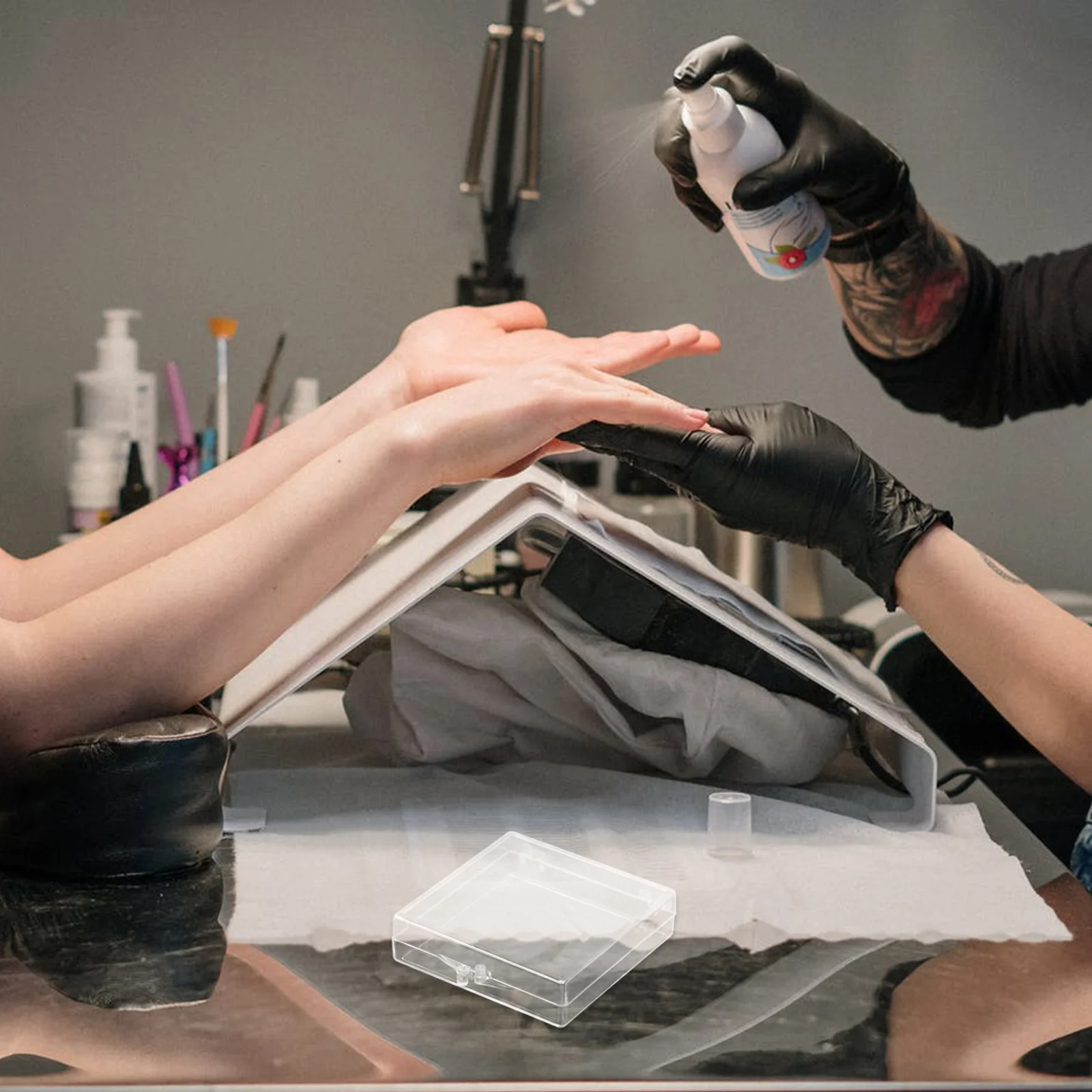 10 pçs caixa de armazenamento de unhas falsas organizador claro para ferramentas da arte do prego uso do salão de beleza e decoração caixa transparente manicure ferramenta titular