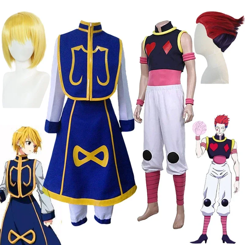 

Костюм для косплея хисоки из аниме мультфильма HUNTER×HUNTER Kurapika Hisoka, унисекс, топ, жилет, брюки, юбка, парик, костюм на Хэллоуин