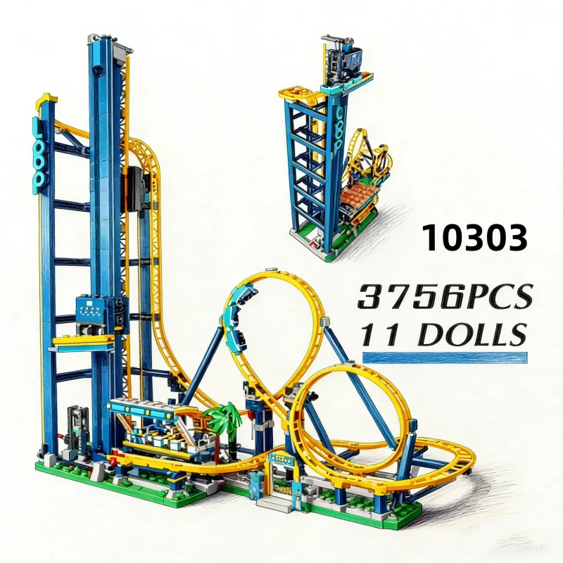 10303 Loop Roller Coaster Playground 3756Pcs Criativo Montar Bloco de Construção Presente Tijolo Crianças Brinquedo Educacional