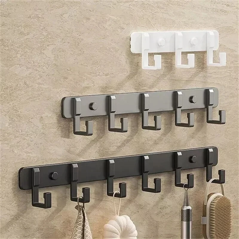 3 To 7 Hooks Metal Hooks Holder Aluminum Key Coat Clothes Door Holder Rack Hook Wall Mounted Hanger