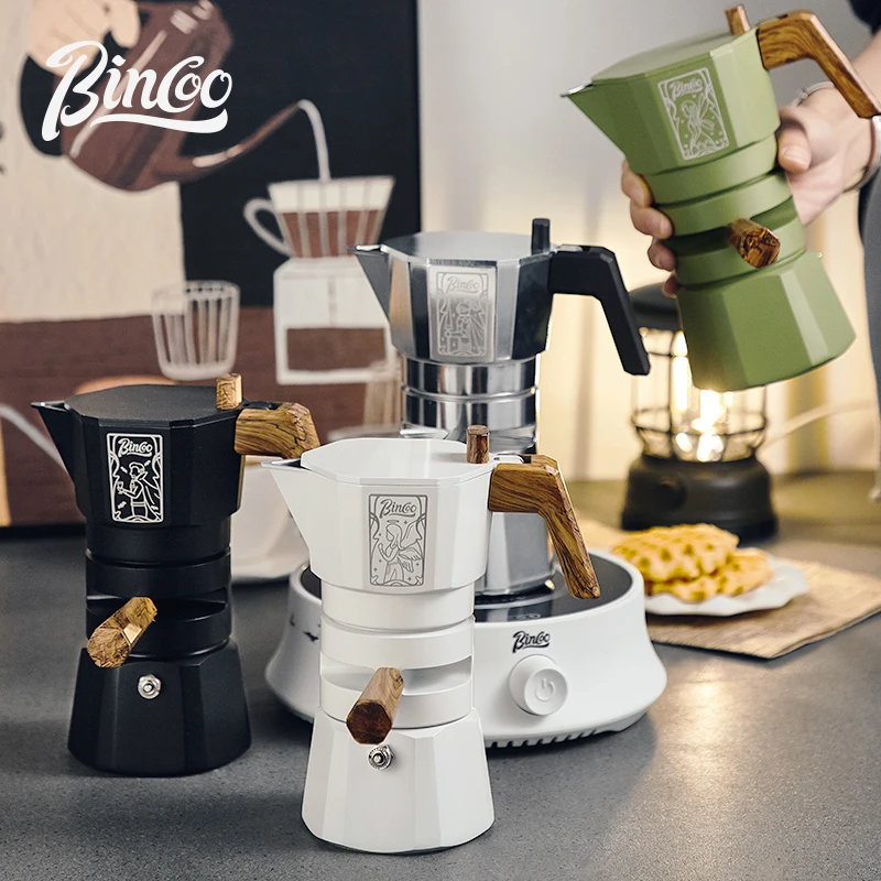 

Bincoo Mocha Moka Coffee Pot Double Valve Espresso Maker Italian Coffee Professional Home Barista Accessories Coffee Tool Gifts