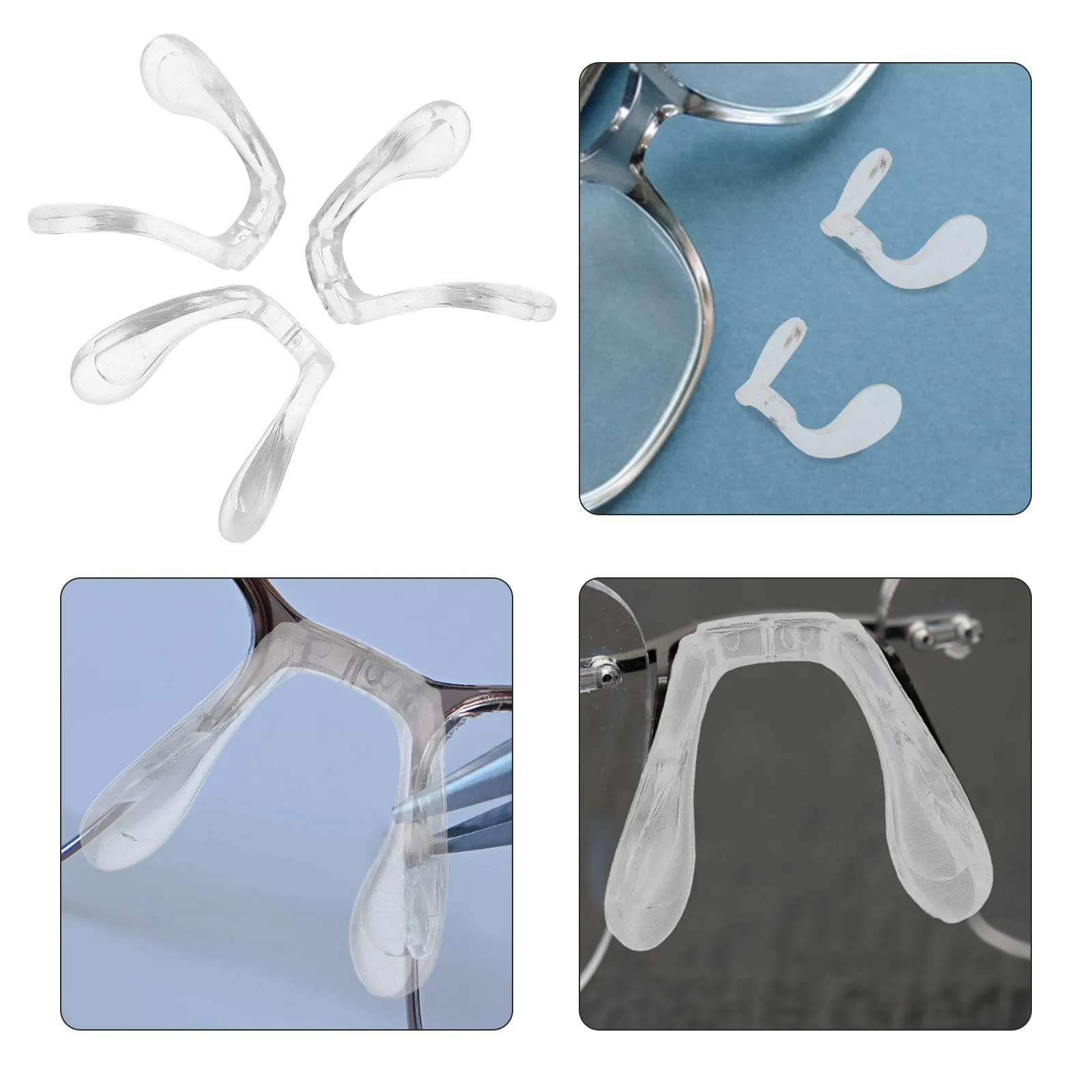3Pcs Soft Silicone Glasses Nose Pads U Shape Design Comfortable Nose Bridge Pads for Eyeglass Replacement Stable Grip