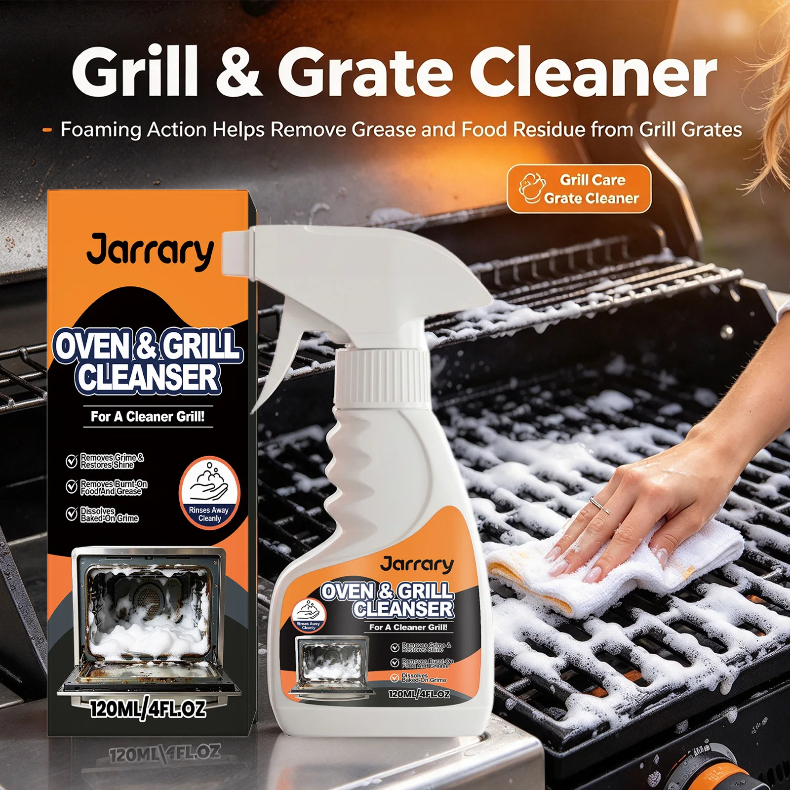 Oven & Grill Cleaner Removes Burnt-On Food Dissolves Grease Restores Shine Barbecue Grill Cleaning Spray Multi-purpose Degreaser