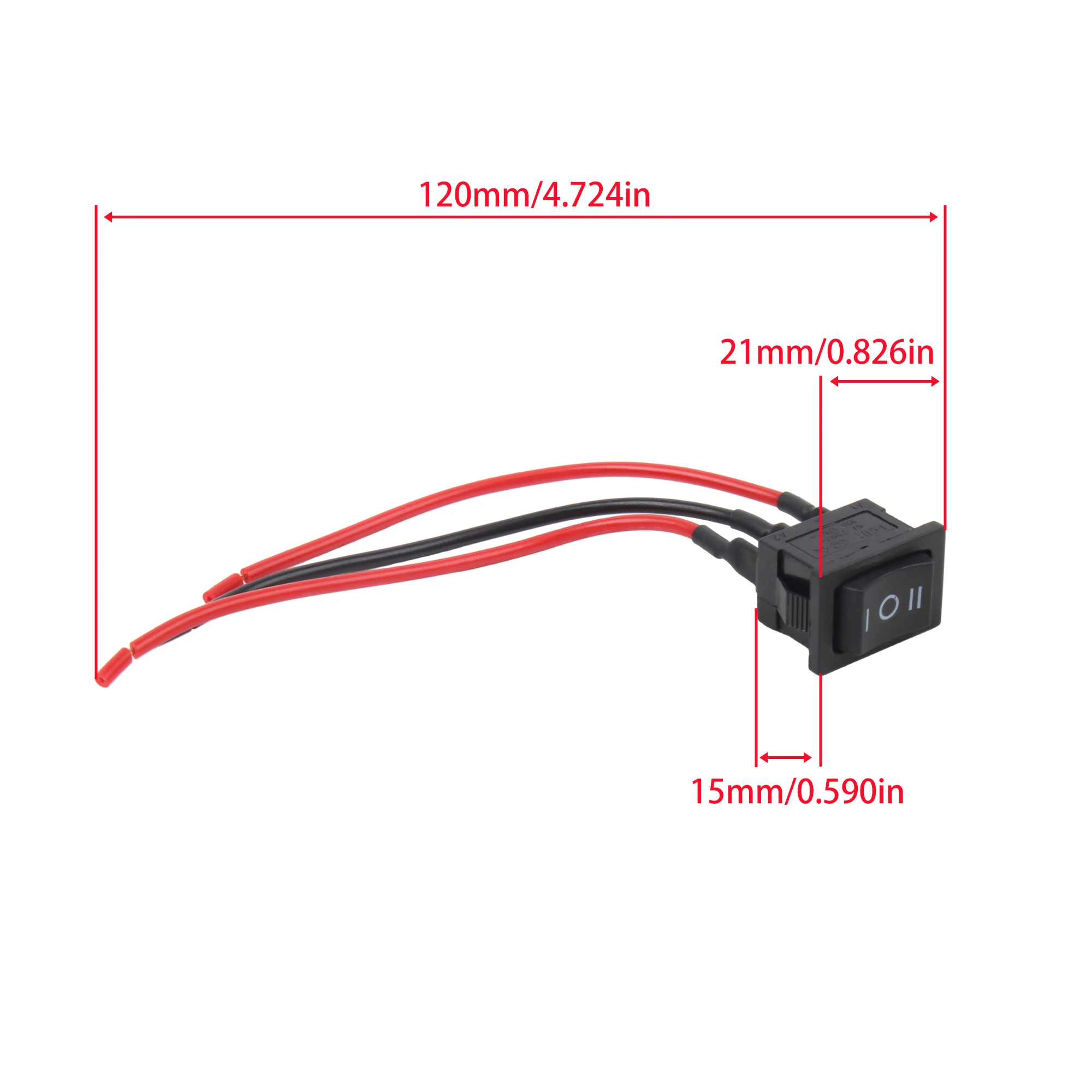 Motorcycle Rocker Switch 3 Pin Pre-Wired Toggle Switch Terminal 15CM 12 Volt DC Controller Power Switch Motorbike Accessories