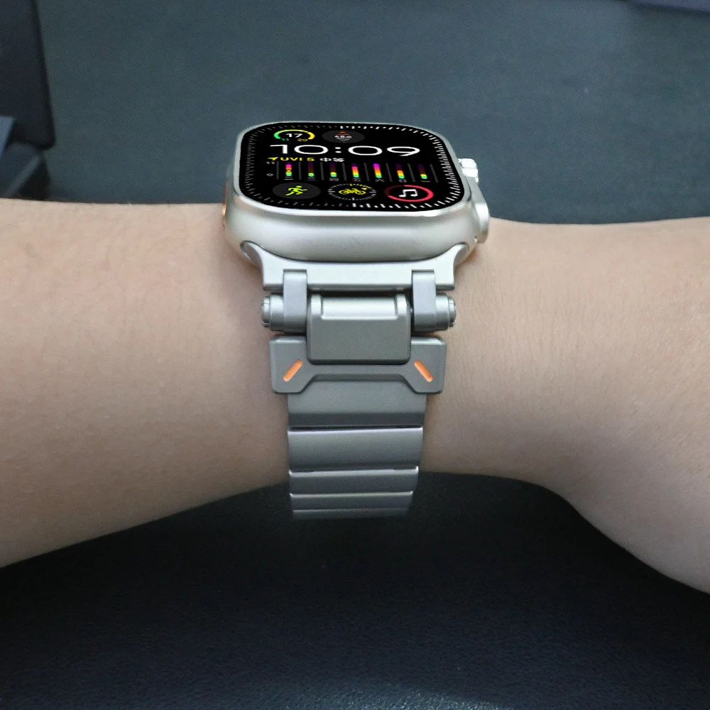 Magnetic Titanium Strap for Apple Watch 49mm 45mm 44mm 42mm Luxury Men Band for Iwatch Series 9 8 7 Se 6 5 Ultra 2 Link Bracelet