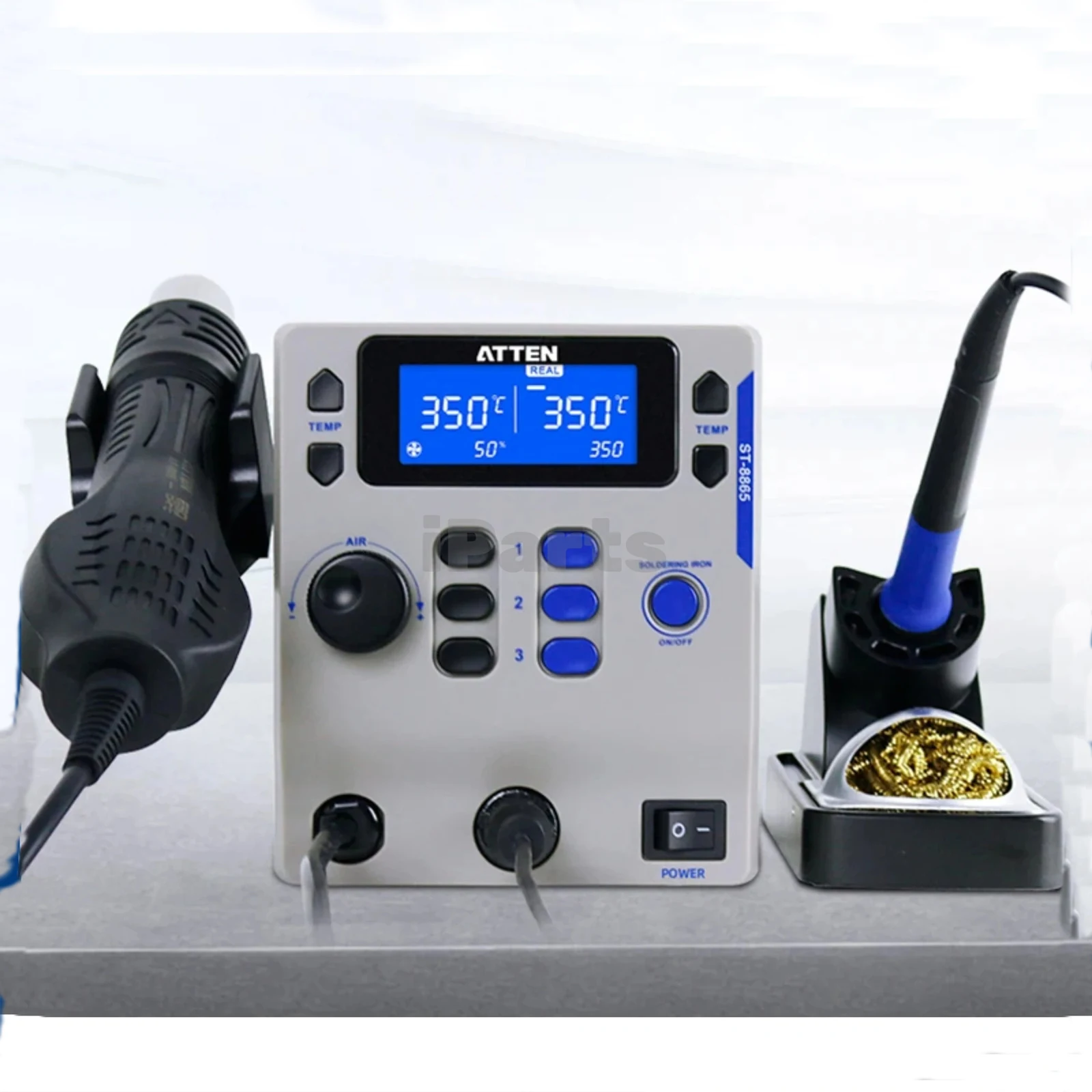 

IParts Atten ST-8865 2 In 1 Electric Soldering Iron Lead-free Hot Air Soldering Station Intelligent Digital Display Rework