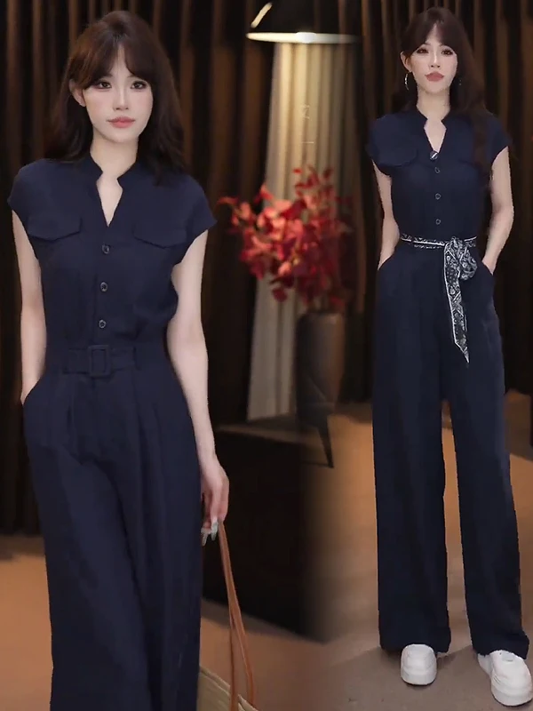 

Faionable V-Ne Splice повседневный комбинезон женский комплект летний новый Sle корейская версия Ele Top и Bot встроенный