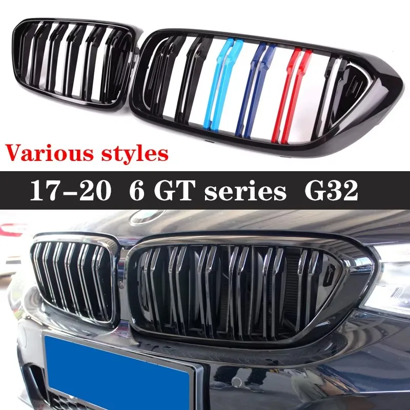 For BMW 6 Series 6 GT G32 640i 630i 2017-2020 Kidney Grille Glossy Black ABS M Style Color Plastic Front Bumper Auto Decor Grill