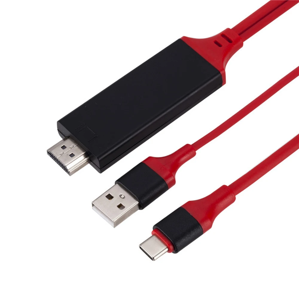 2m type-c USB-C na HDMI kompatybilny kabel HDTV 4K @ 30Hz do Samsung Galaxy Note 8 9 S10 + Plus kabel kompatybilny z USB C HDMI