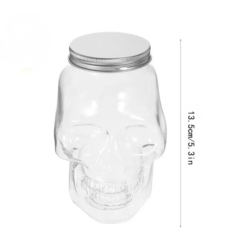 4/6/12Pcs Halloween Transparent Skull Shaped Plastic Jars With Lids, Beverage Storage Containers For Home Party Decoration