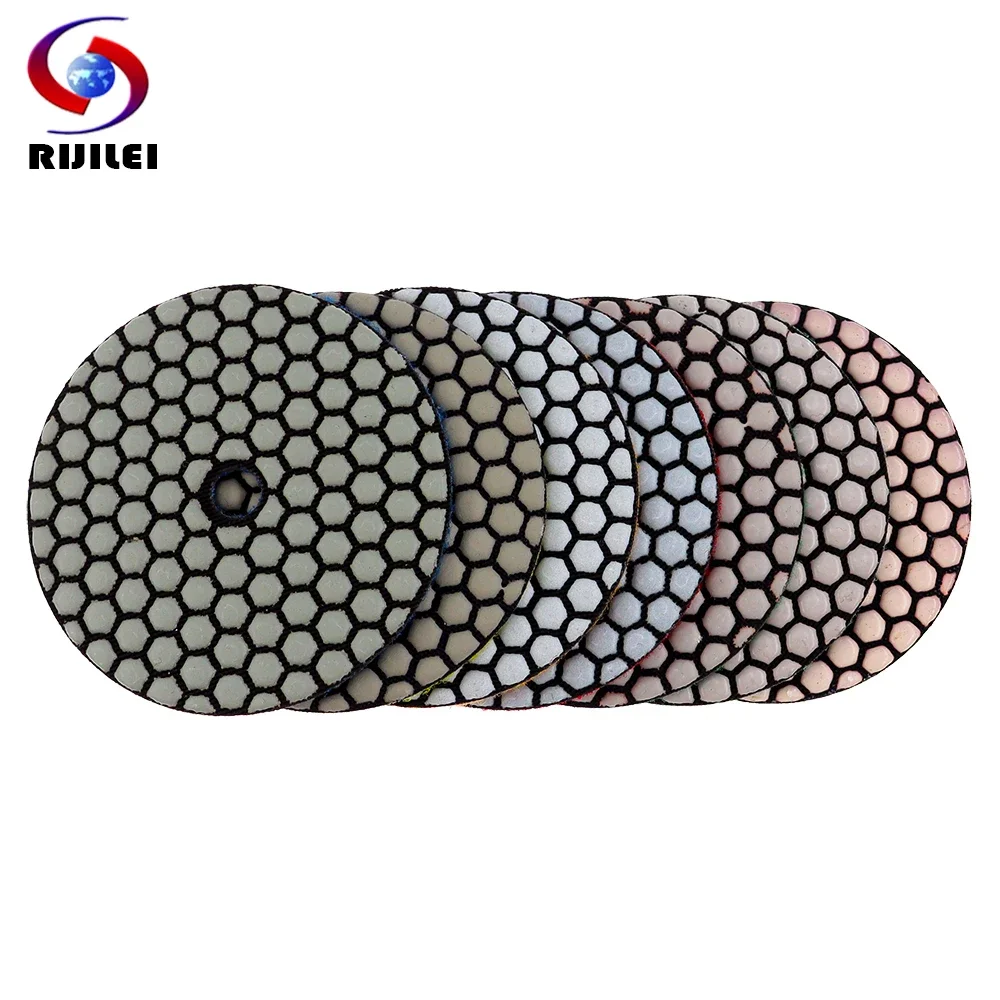 

7PCS/Set 4 Inch Dry Polishing Pad Flexible 100mm Polishing Pads Granite Marble Stone Concrete Sanding Disc