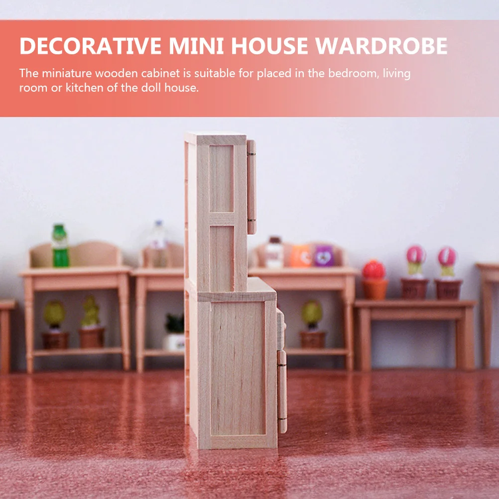 1 12 Scale Wooden Cabinet Handmade Bookcase Miniature Storage Shelves for Dollhouse Decorative House Furniture Adornment Storage