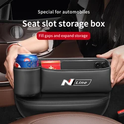 Car Seat Gap Crevice Storage Box For Hyundai Sonata Elantra Tucson N Line Veloster Kona i30 Leather Auto Interior Accessories