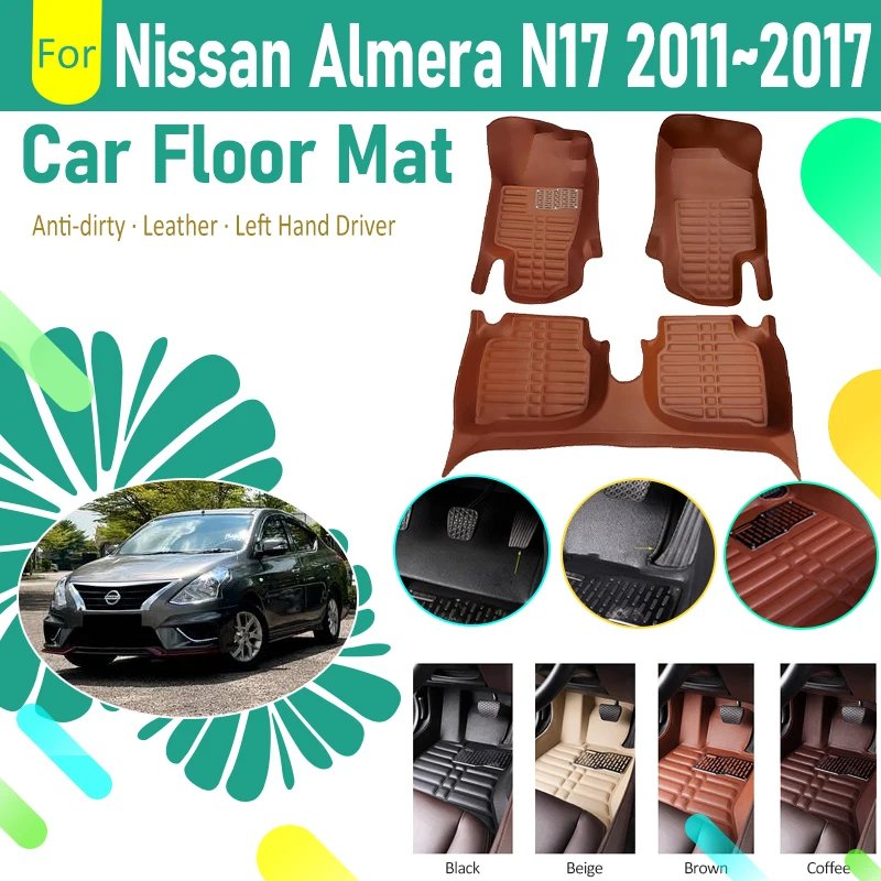 

Car Foot Mats For Nissan Almera Latio Sunny Versa N17 2011~2019 Dustproof Foot Pads LHD Cover Floor Carpet Rugs Auto Accessories