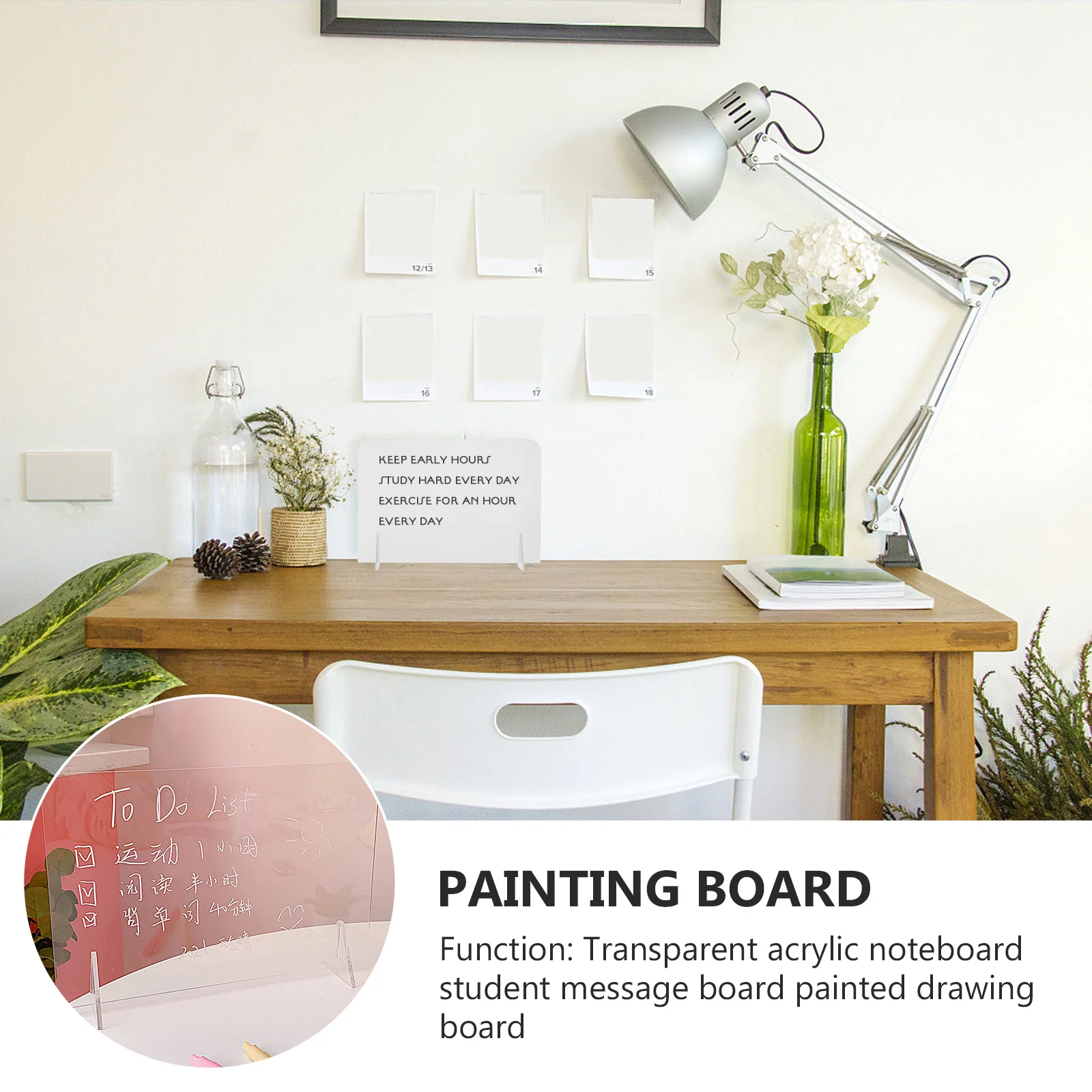 Acryl-Nachricht für Studenten, wiederverwendbares Notiztafel, transparente Malerei, Skizzenblock, Zuhause, Schule, Kindergarten, dekorativ