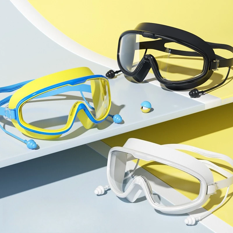 

Swimming Goggles Silicone Swim Glasses Big Frame with Earplugs Men Women Professional HD Anti-fog Eyewear Swimming Accessories