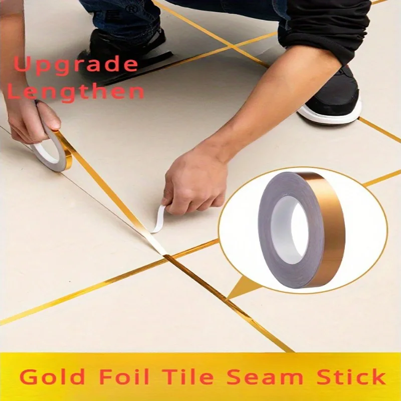 50M Gold Black Self-Adhesive Tile Stickers Tape Floor Waterproof Wall Gap Sealing Strip Tile Beauty Seam Sticker Home Decoratio